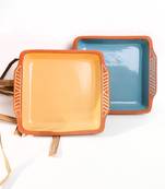 Square terracotta baking tray set
