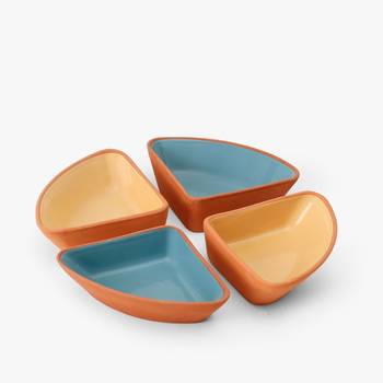 Quatro triangle terracotta bowl gift set 1