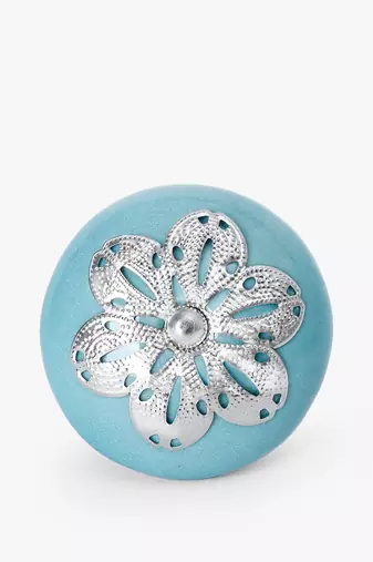 Pastel blue filigree knobs