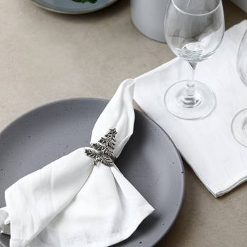 Silver tree napkin rings - set of 6 1
