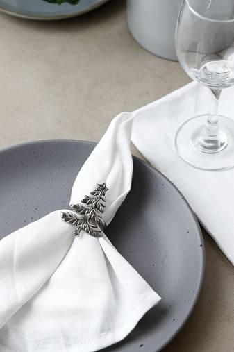 Silver tree napkin rings - set of 6