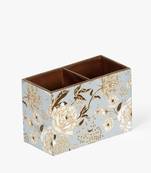 White bloom enamel pen holder