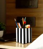 Monochrome marvel striped pen holder