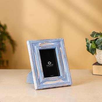 Distressed blue photo frame 4x6 1