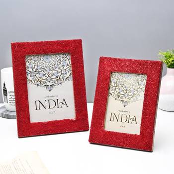 Red velvet beaded photo frames (set of 2) 1