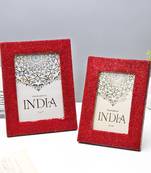 Red velvet beaded photo frames (set of 2)