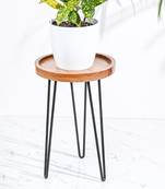 Brown textured plant stand