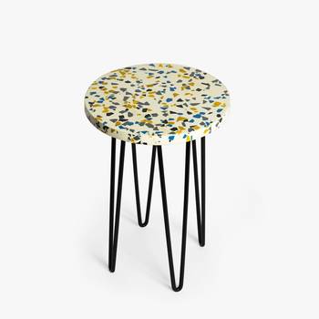 White terrazzo plant stand - black 1