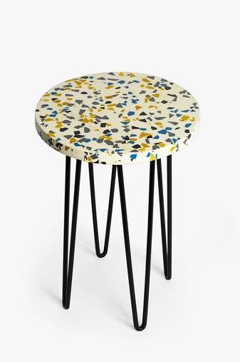 White terrazzo plant stand - black