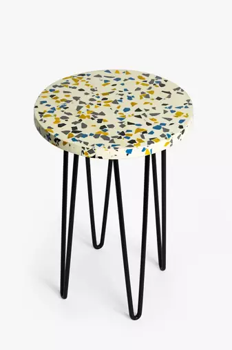 White terrazzo plant stand - black