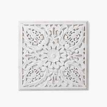 Hand-carved wooden jali wall panel 1