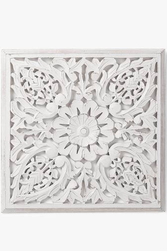 Hand-carved wooden jali wall panel