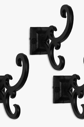 Swirl black metal hook set