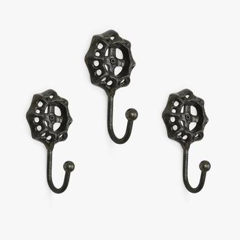 Vintage floral black metal hook set 1