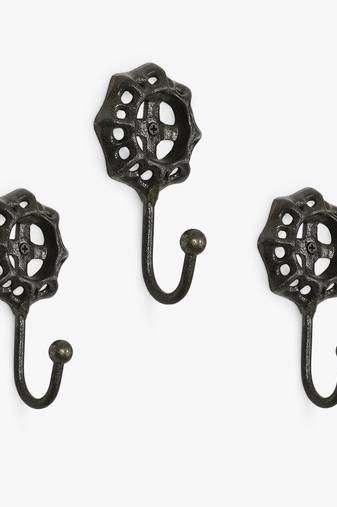 Vintage floral black metal hook set