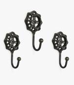 Vintage floral black metal hook set