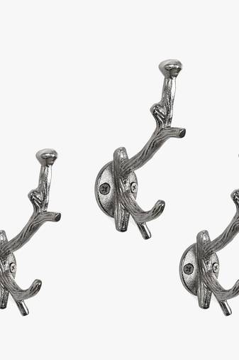 Silver tree twig wall hooks
