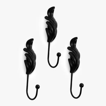 Black leaf wall hook set 1