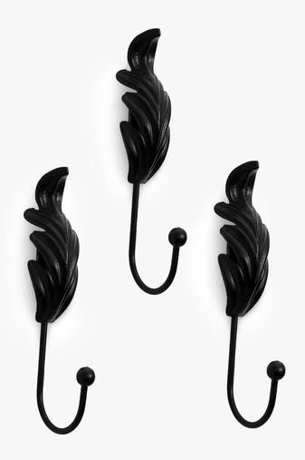 Black leaf wall hook set