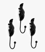 Black leaf wall hook set