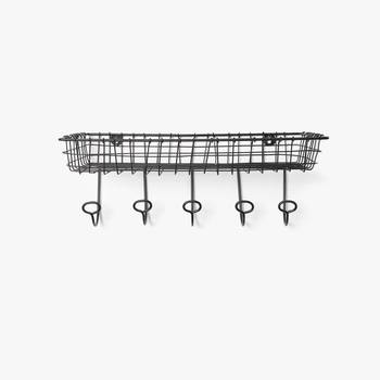 Black metal wire wall shelf 1