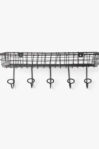 Black metal wire wall shelf