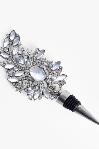 Silver feather wine stopper