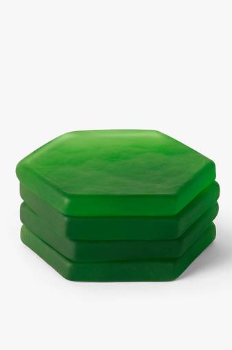 Kiwi splash hexagon coasters