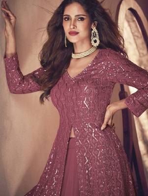 Mauve Pink Lehenga Kameez with Nazneen Dupatta 1