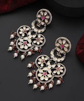 Red polki dangler earrings 3