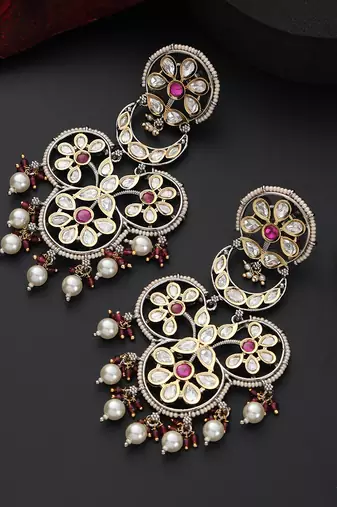 Red polki dangler earrings