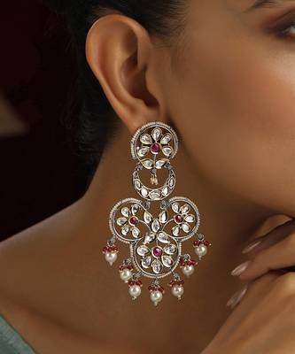 Red polki dangler earrings 4