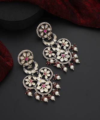 Red polki dangler earrings 5
