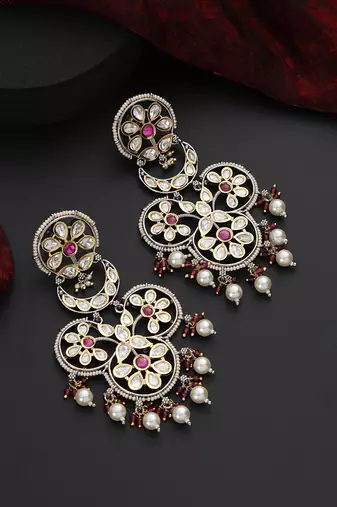 Red polki dangler earrings
