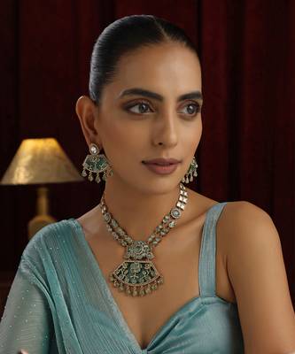 Mint polki pendant necklace set 1