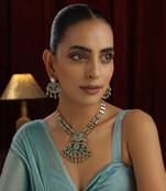 Mint polki pendant necklace set