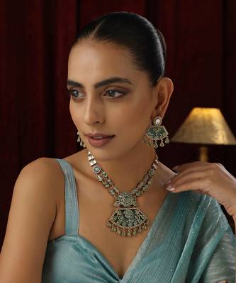 Mint polki pendant necklace set 2