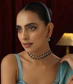 Green polki choker necklace set