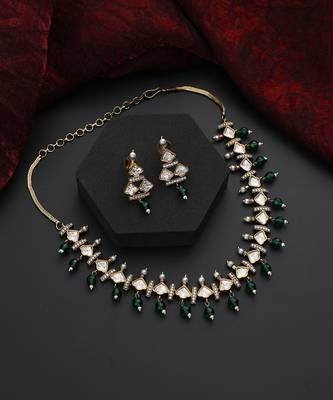 Green polki choker necklace set 5