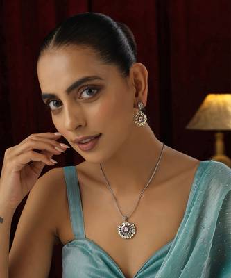 Ruby polki pendant necklace set 1