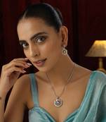 Ruby polki pendant necklace set