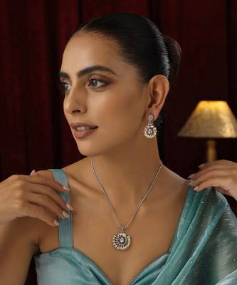 Ruby polki pendant necklace set 2