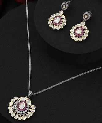 Ruby polki pendant necklace set 3