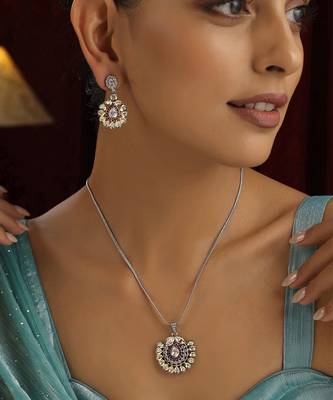 Ruby polki pendant necklace set 4