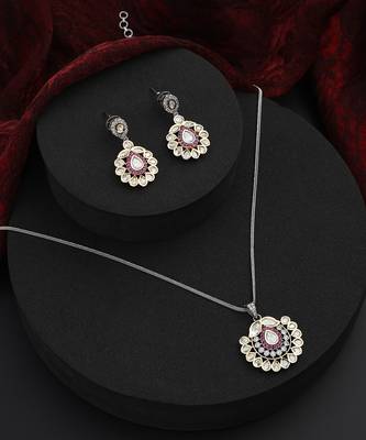 Ruby polki pendant necklace set 5