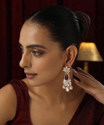 Red polki dangler earrings 1