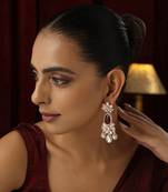 Red polki dangler earrings