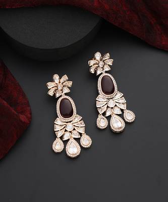 Red polki dangler earrings 3