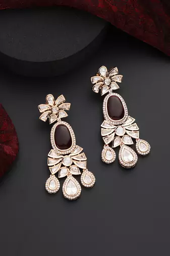 Red polki dangler earrings