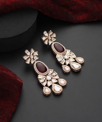 Red polki dangler earrings 5